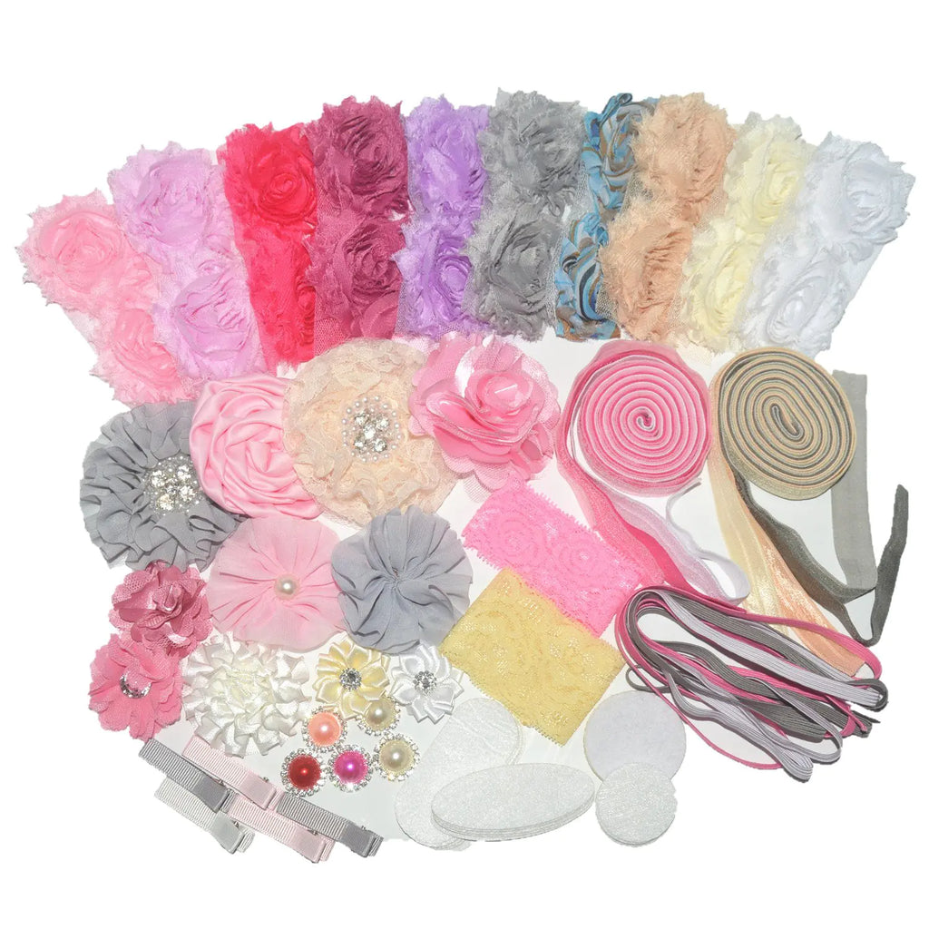 BERON 64 Pcs Headbands and Clips DIY Headand Kit Baby Shower Games Party Supplies for DIY Hair Bow Maker - Paris Inspired Collection(AIH0235-1)