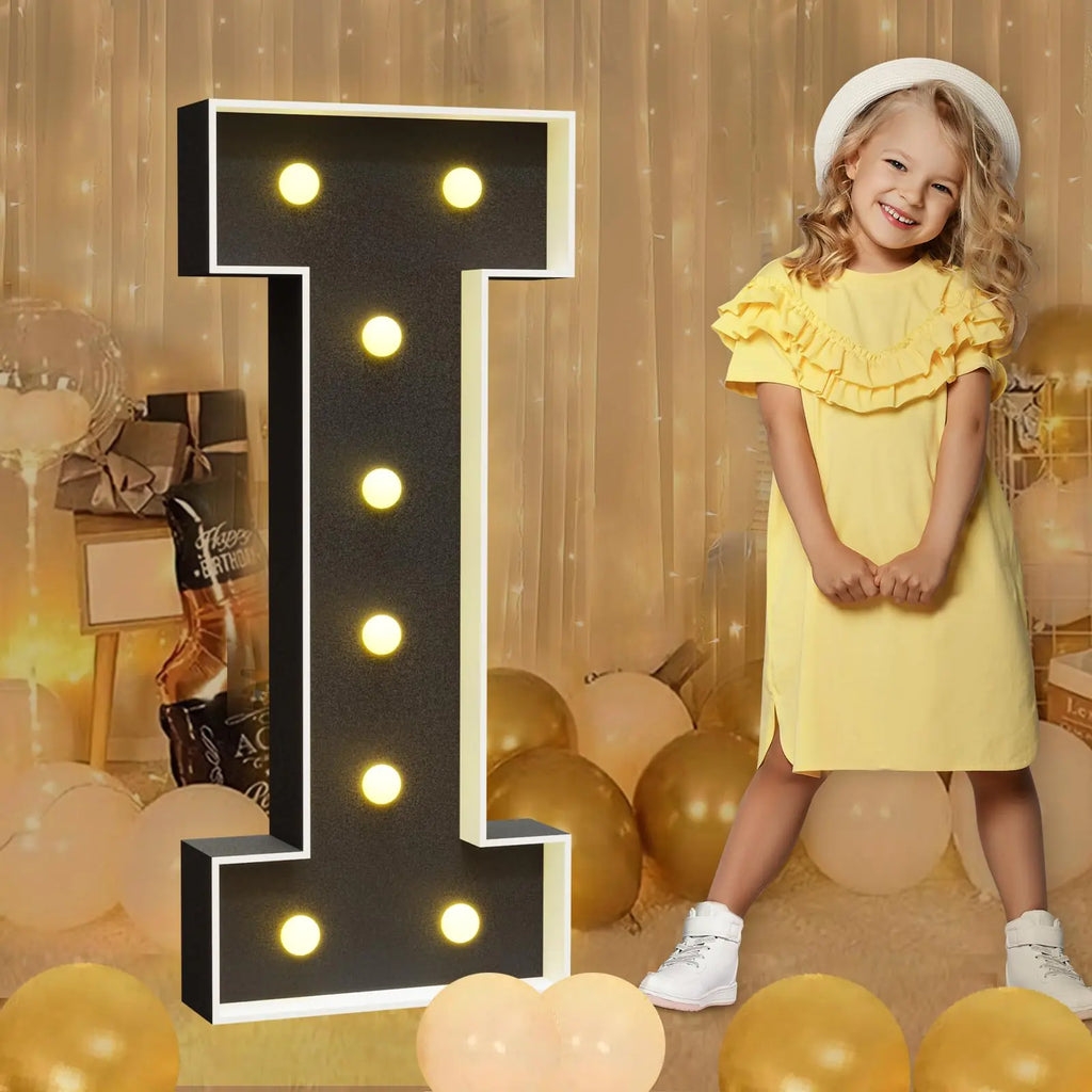 imprsv Marquee Letters Black 3FT: Black Party Decor - Light Up Letter I Large 3 Feet Tall - Party Decorations Letter for Birthday Wedding Proposal Events