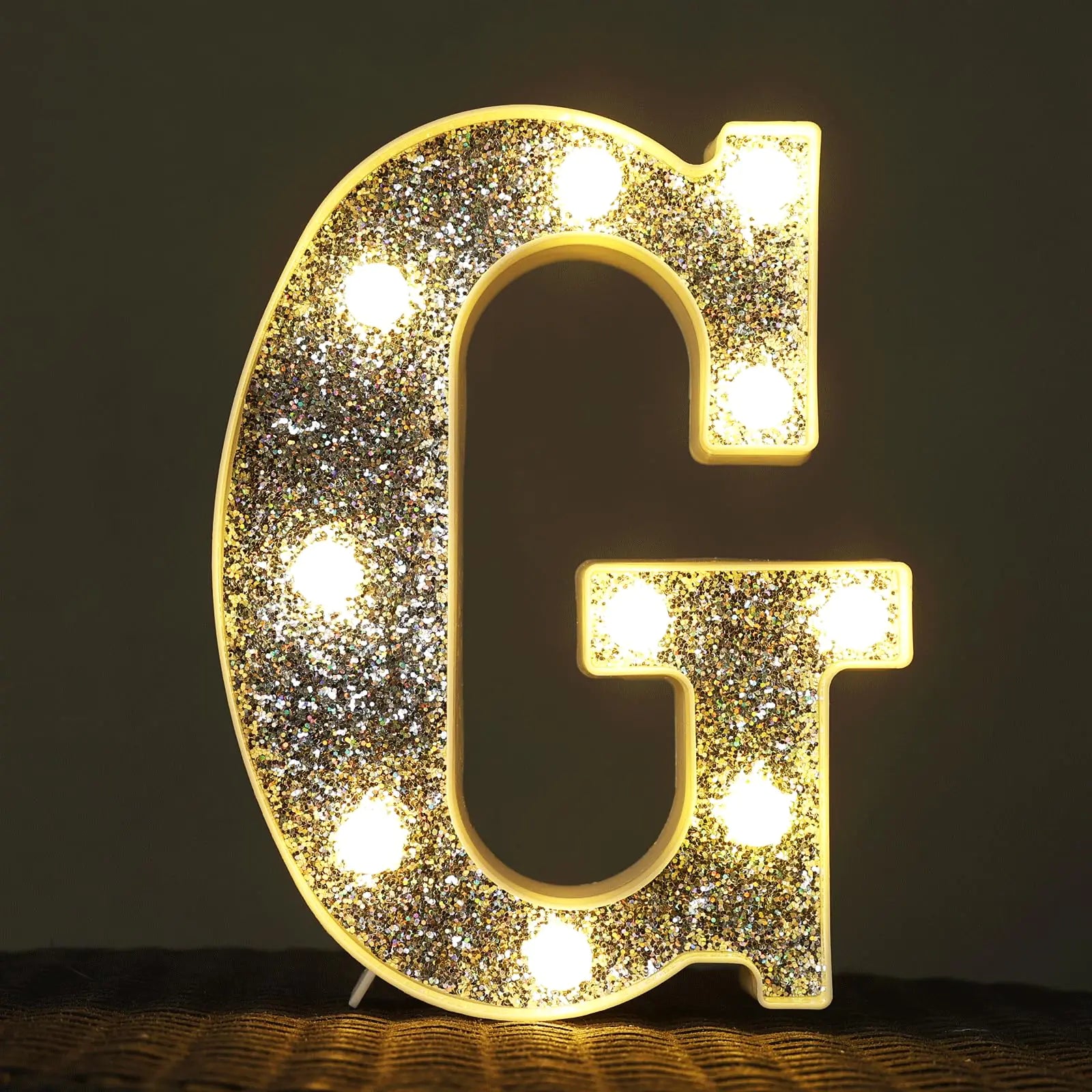 NWLIGHT Light Up Letters Marquee Light Letters for Table Decorations Glitter Light Up Signs for Prom Events or Engagement Party Decor Featuring Alphabet & Number Lighted Letters Letter G