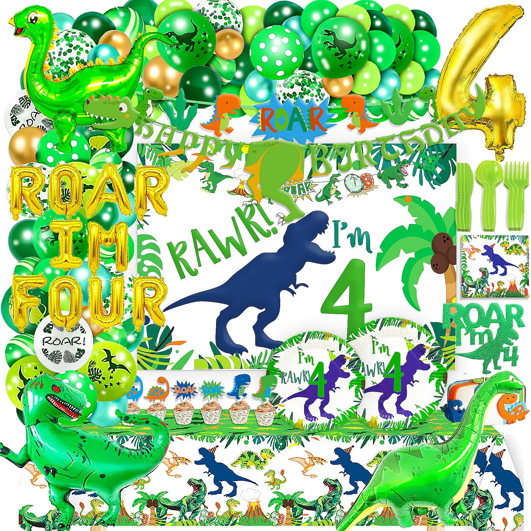 Dinosaur 4th Birthday Party Roar Im 4 Dinosaur Party 4th Birthday Banner Boy Dinosaur Roar Im Four Birthday Banner 4th Birthday Party Boy.