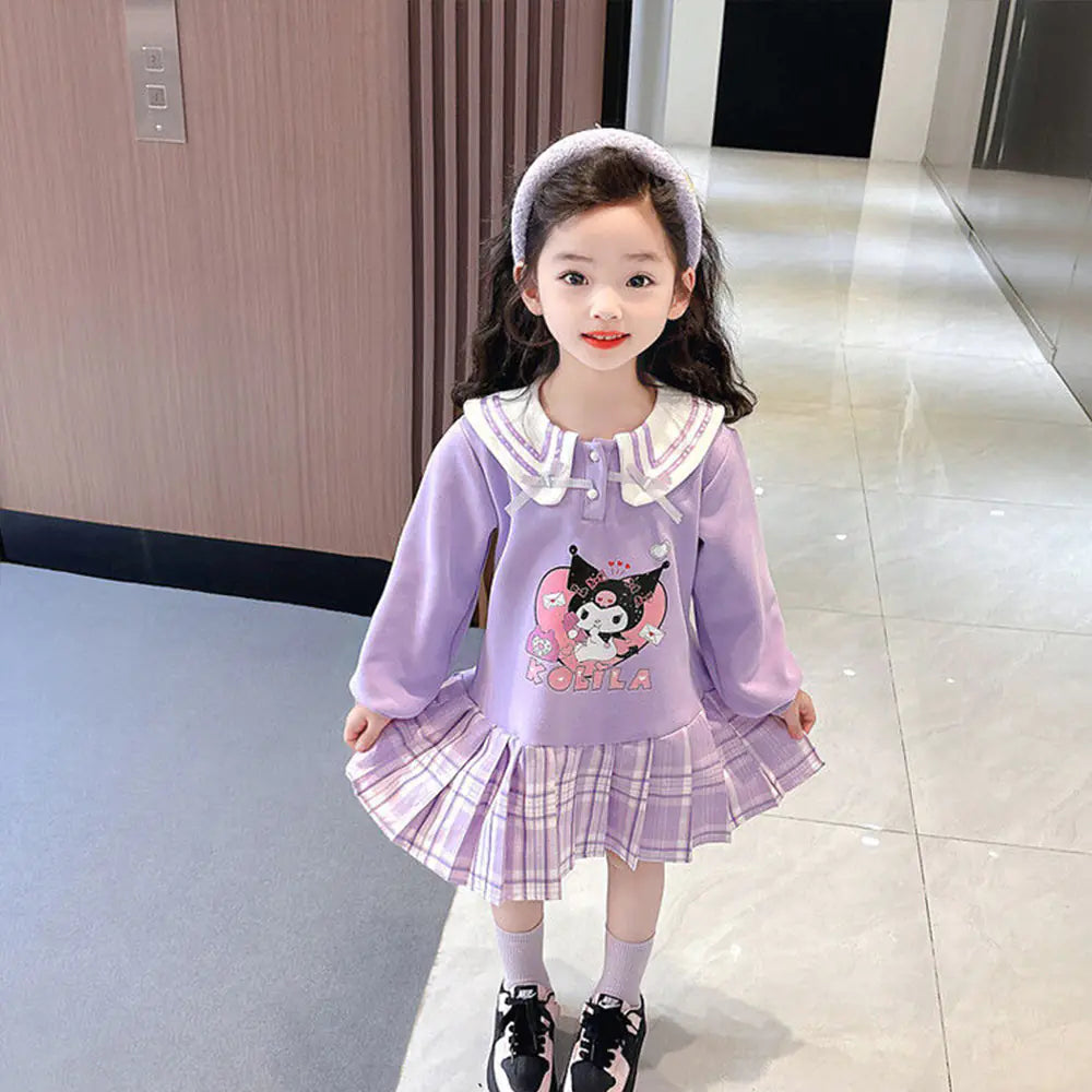 Sanrio Kawaii Princess Dress for Kids with Pleated Skirt
