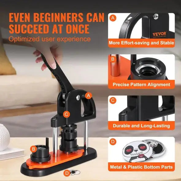 Button Maker Machine, 0.98 Inch 25mm Pin Maker With 500pcs Button Parts, Button Maker With Panda Magic Book, Ergonomic Arc Handle Punch Press Kit, For Children DIY Gifts And Christmas