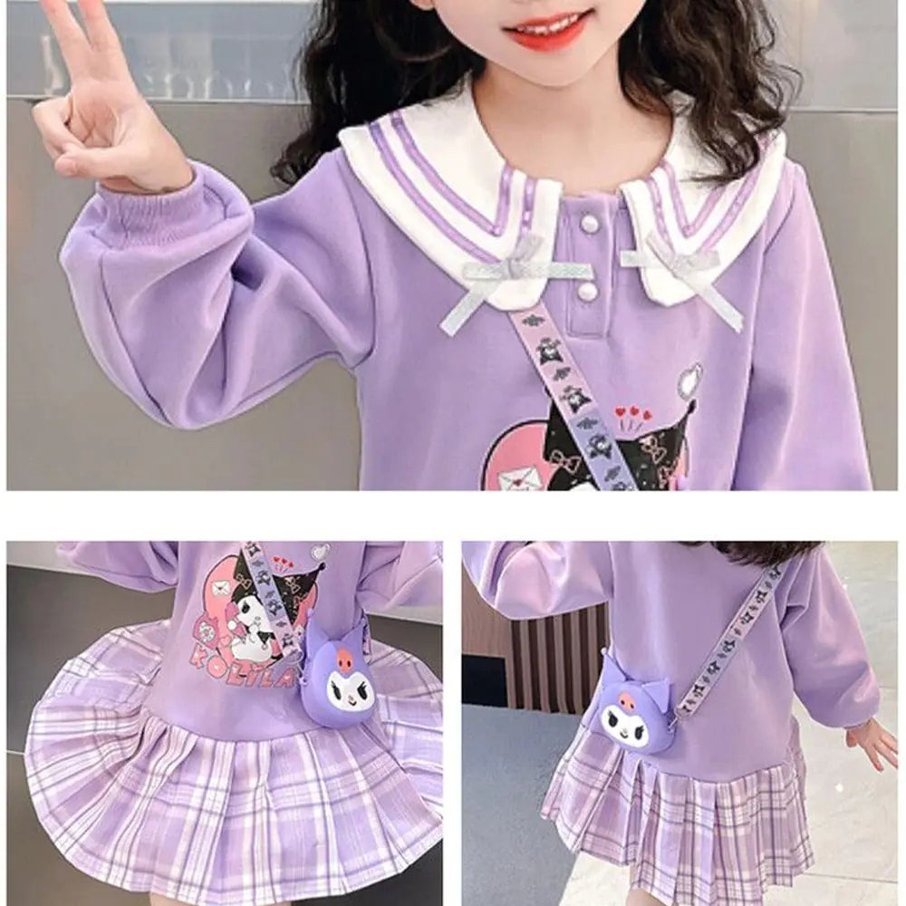 Sanrio Kawaii Princess Dress for Kids with Pleated Skirt