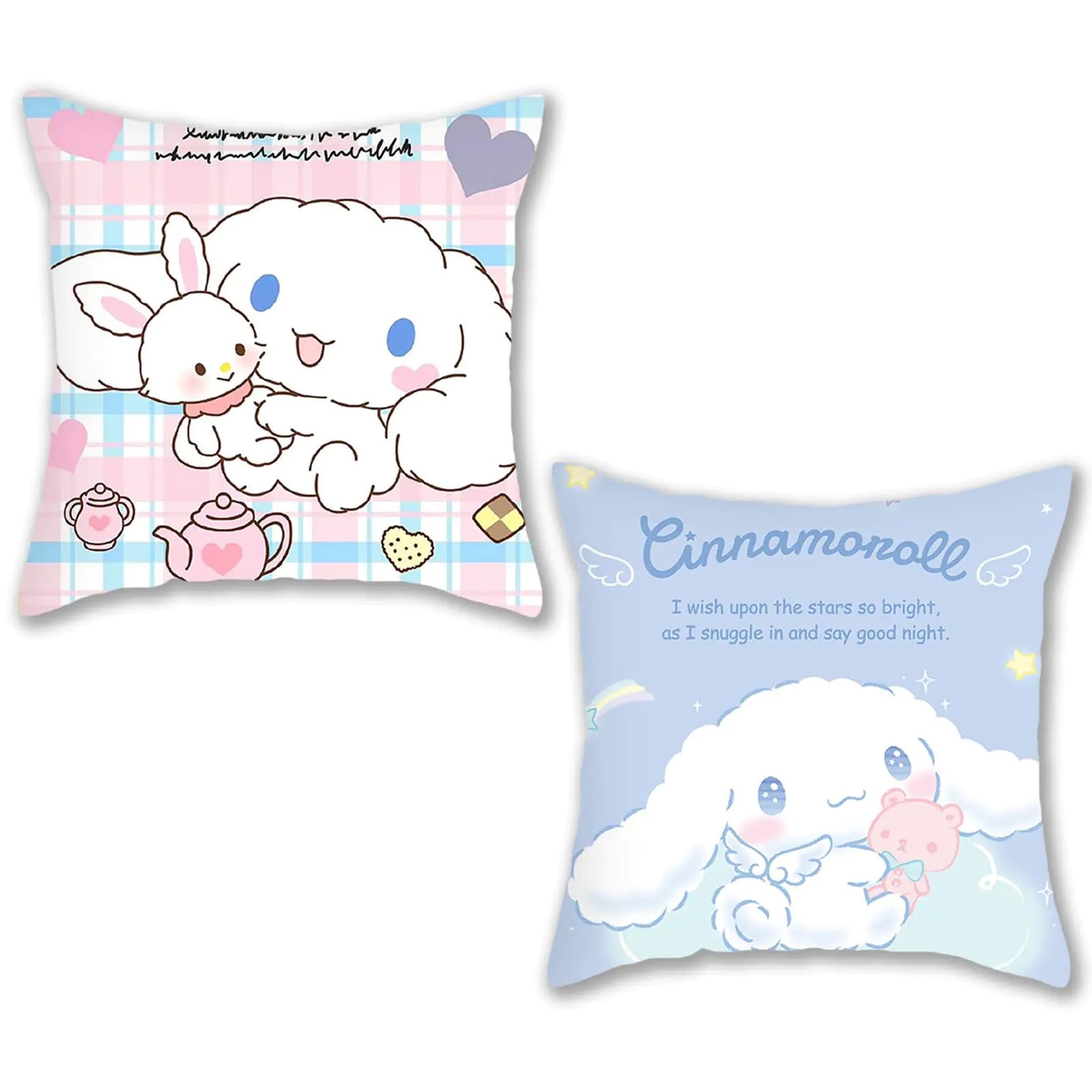 Holymid Cinna Dog Throw Pillow Covers Set of 2 Kawaii Square Cushion Case Cartoon Home Decor for Sofa Bedroom Living Room 18" x 18"