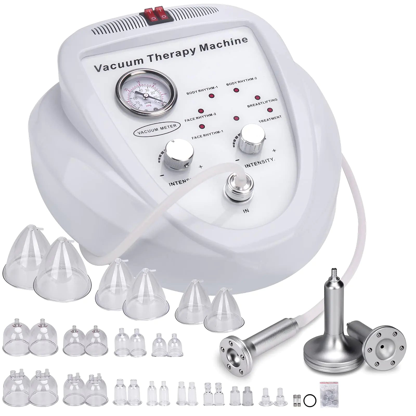 Titoe Vacuum Therapy Machine Multifunctional 0-75cmHg Cupping Cups Machine 6 Mode Adjustable Suction Vacuum Machine with 30 Cups and 3 Pumps