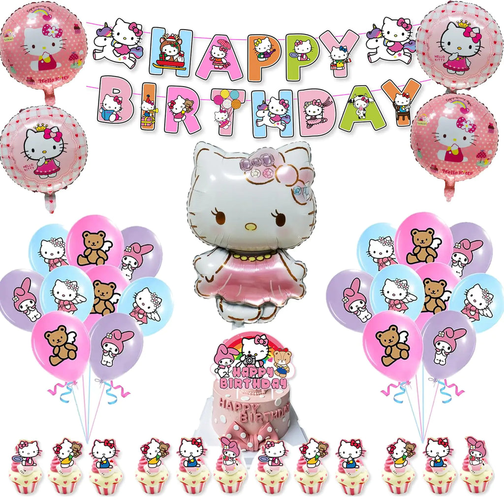 Educatgame Kawaii Birthday Decorations - Set of 37Kawaii Party DecorationsKawaii Party Supplies Include Cute Cartoon Anime Cake TopperCupcake TopperLatex BalloonsFoil Balloons and Banner