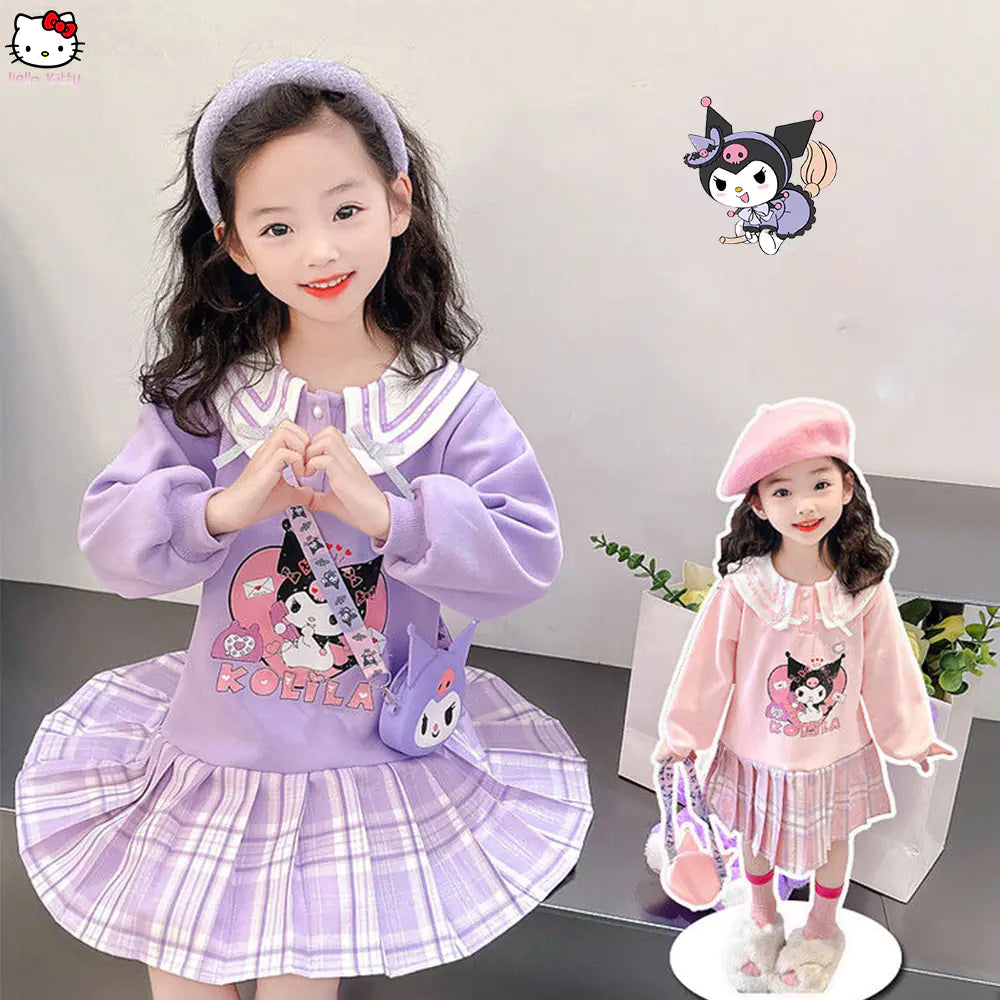 Sanrio Kawaii Princess Dress for Kids with Pleated Skirt