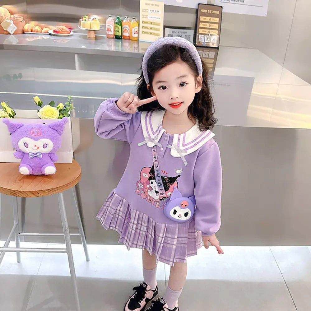 Sanrio Kawaii Princess Dress for Kids with Pleated Skirt
