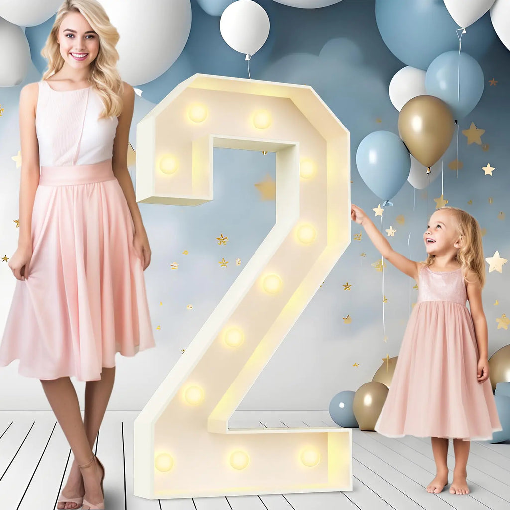 Ledido 4FT Marquee Light Up Numbers Large Light Up Letters for Party Decoration Marquee Numbers for 2nd 20th Birthday Anniversary Pre-cut Foam Board Assembly Required Number 2