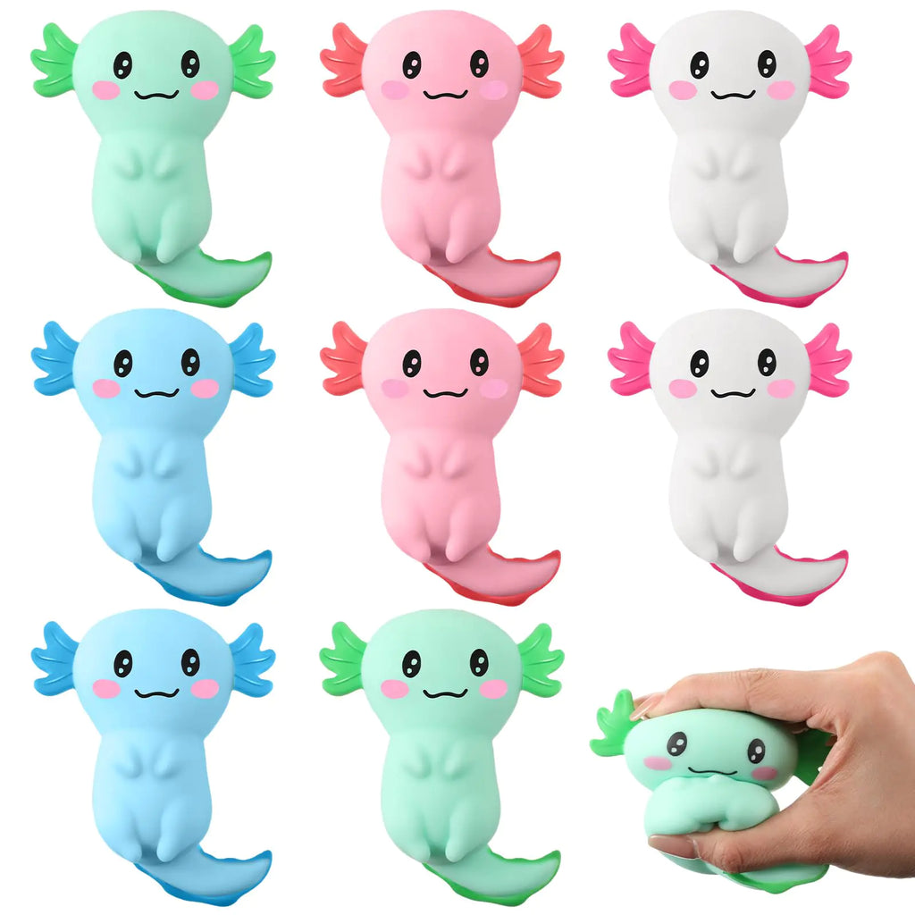 RoundFunny Axolotl Sensory Fidget Toy Valentine’s Day gifts Axolotl Party Favors Axolotl Gifts Axolotl Party Supplies Stress Relief Squeeze Gifts Axolotl Stress Balls for Boys Girls(14 Pcs)