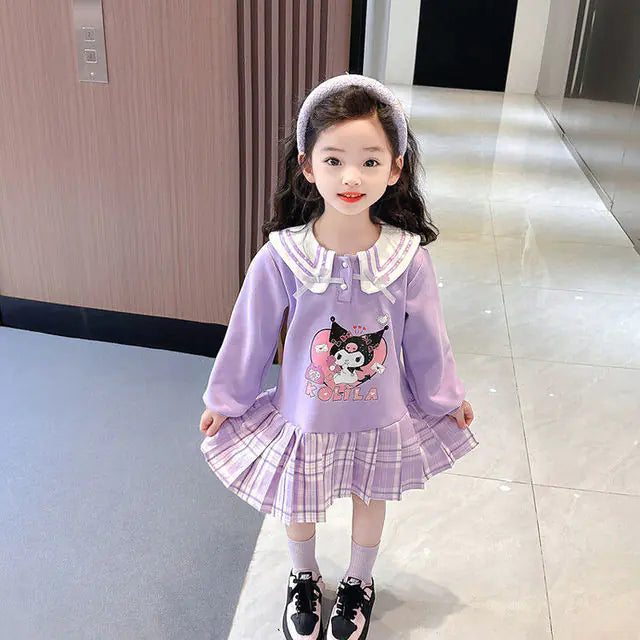 Sanrio Kawaii Princess Dress for Kids with Pleated Skirt