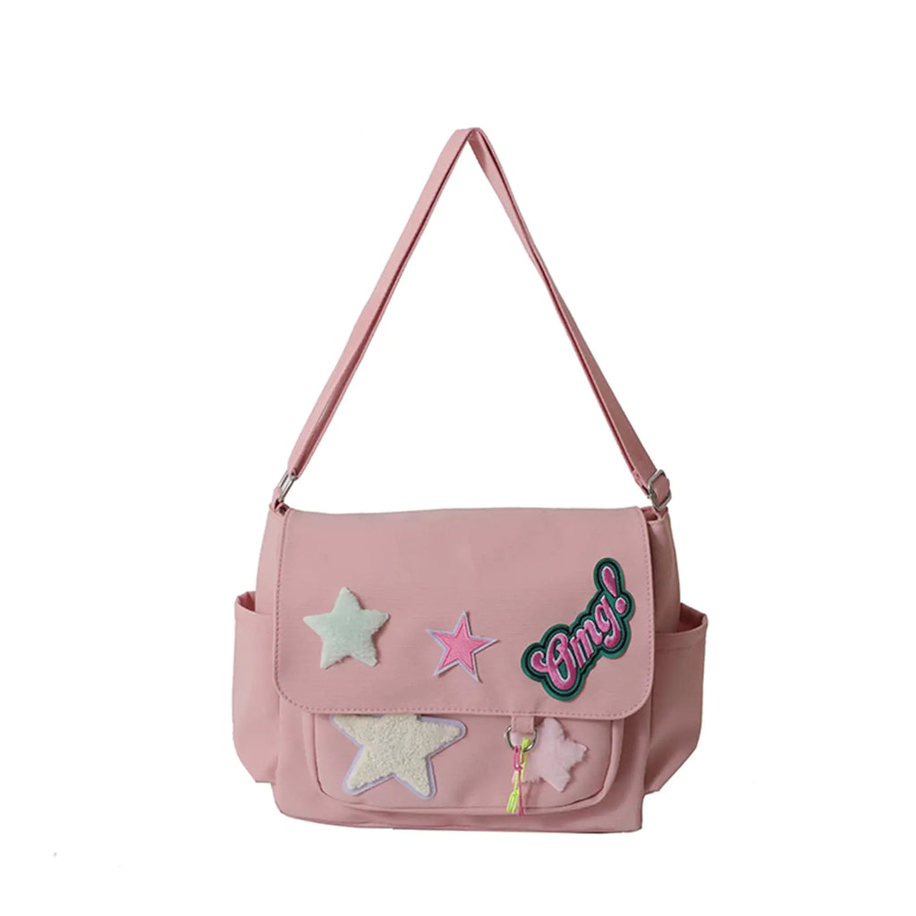 Extolove Cute Messenger Bag Canvas Crossbody Bags for Women Kawaii Messenger Bags Purses (B Pink)