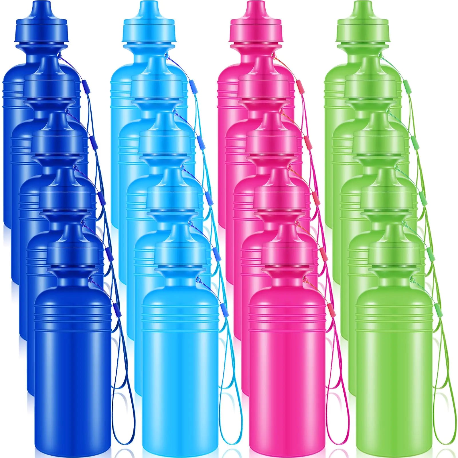 Tessco 20 Pcs 18 oz Water Bottle Bulk Plastic Sports Bottles Squeeze Reusable Water Bottle Party Favors for School Team Sport Classroom Return Gifts