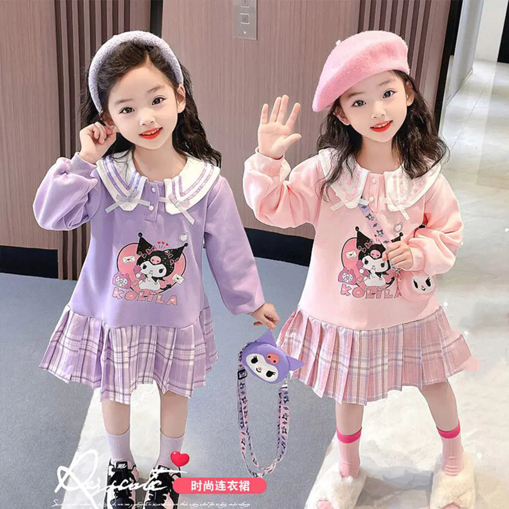 Sanrio Kawaii Princess Dress for Kids with Pleated Skirt