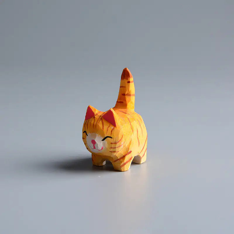 Creative Wooden Cat Trinkets Crafts Handmade Wood Carving