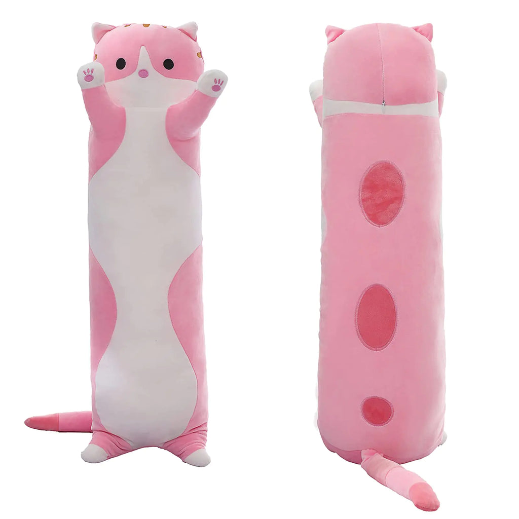 SHINUOER Long Cat Plush Pillow Cat Body PillowPink Cat Stuffed Animals Soft Plushies Kawaii Stuffed Kitten Plush Toy for Kids Girlfriend(Pink 19.7Inch)
