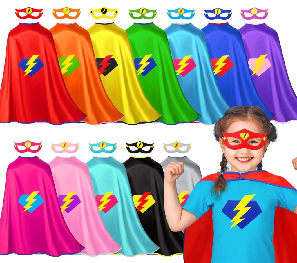 iROLEWIN Star Superhero-Capes and Masks for Kids Bulk 12 Pack Super-Hero Dress-Up Costumes for Girls Boys Halloween Party Favors Gifts