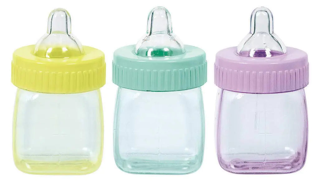 Amscan Cute Fillable Mini Bottles Assorted Pastel Colors Baby Shower Party Favors