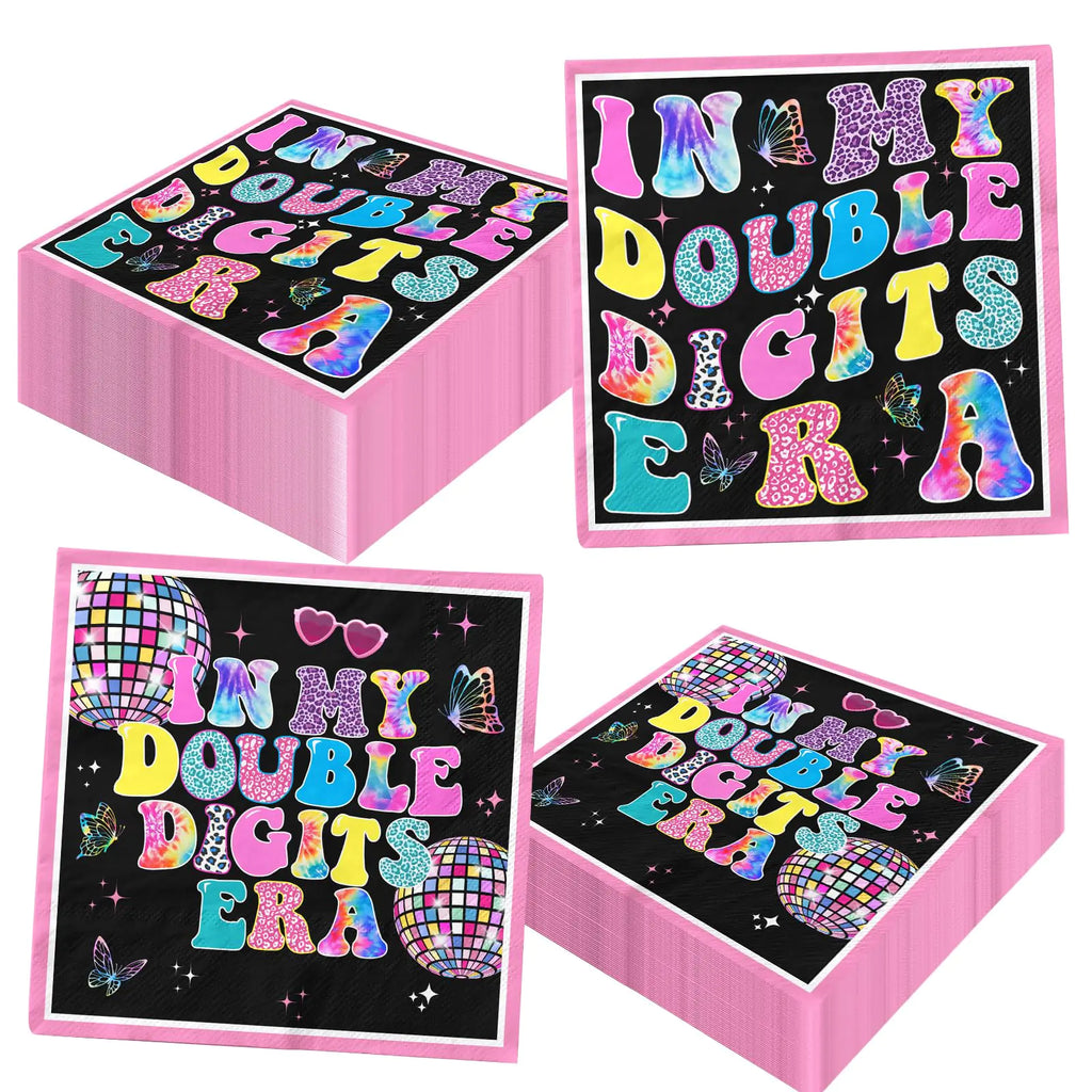 10 Year Old Birthday Decorations Napkins 40Pcs Double Digits Birthday Girl Decorations Napkins 10 Birthday Decorations for Girls In My Double Digits Era Napkins for Double Digits Decorations