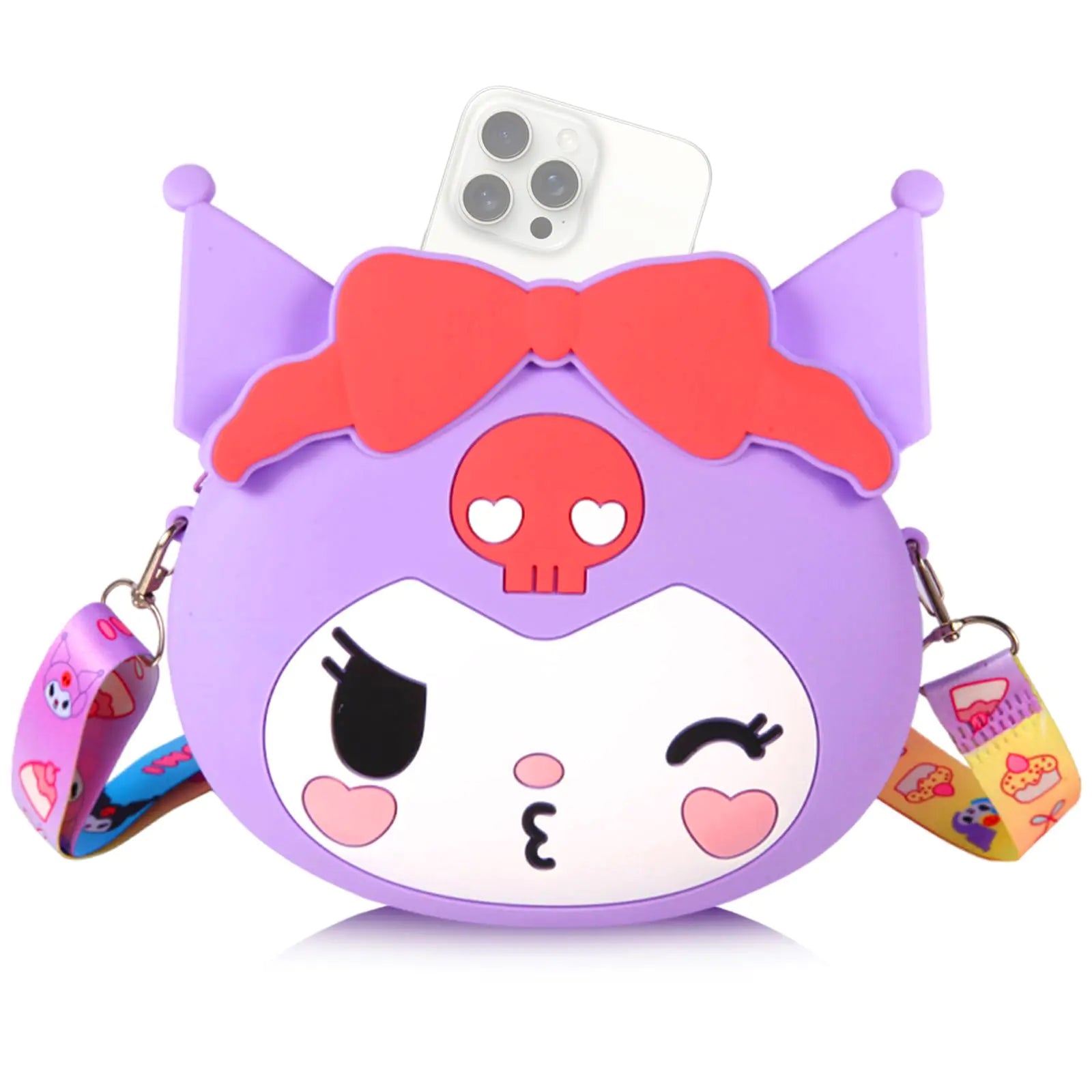 Cute Crossbody Bag Cartoon Shoulder Bag，Kawaii Wallet Purse Coin Pouch，Cute Accessories Suitable Gifts for Girls and Women (Purple)
