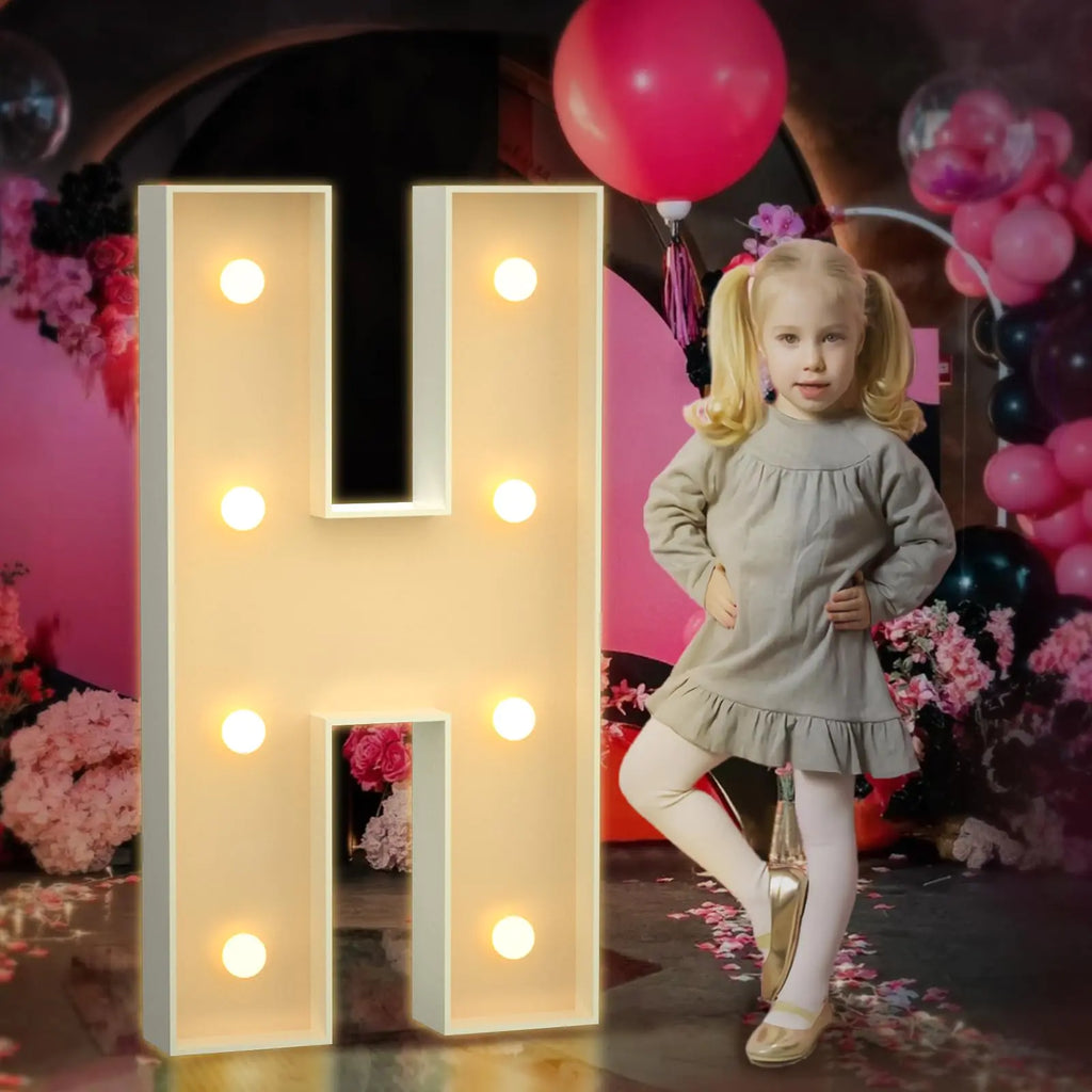 Tongjoy 3FT Marquee Light Up Letters Large Light Up Letters for Baby Shower Party Backdrop Decor Marquee Letters for Birthday Wedding Engagement Party Decorations Mosaic Letter H