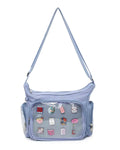Canvas Ita Bag Crossbody Shoulder Bag Kawaii Purses and Handbags with Anime Pins Display